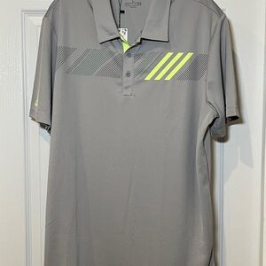 Adidas Men's Gray Golf Polo with Neon Accents